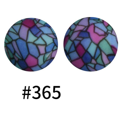 50pcs 15mm Printed Silicone Beads Animal and Camouflage Pattern Color #351-#553