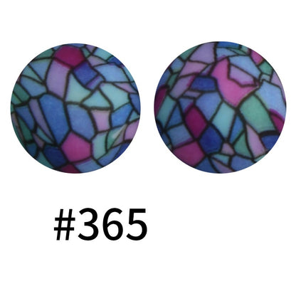 50pcs 19mm Printed Silicone Beads Printed Design 20