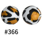 50pcs 15mm Printed Silicone Beads Animal and Camouflage Pattern Color #351-#553