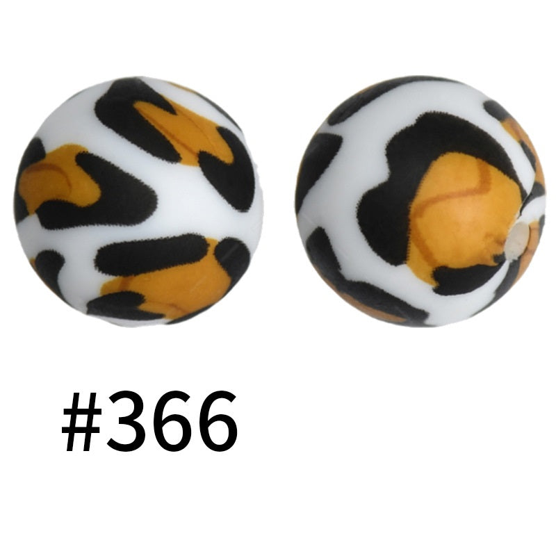 50pcs 19mm Printed Silicone Beads Printed Design 21