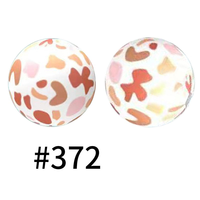 50pcs 19mm Printed Silicone Beads Printed Design 26