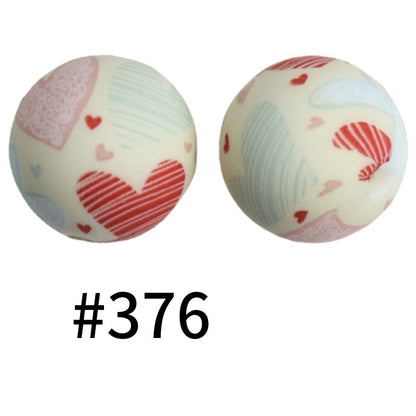 50pcs 19mm Printed Silicone Beads Printed Design 30