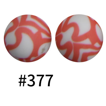 50pcs 19mm Printed Silicone Beads Printed Design 31
