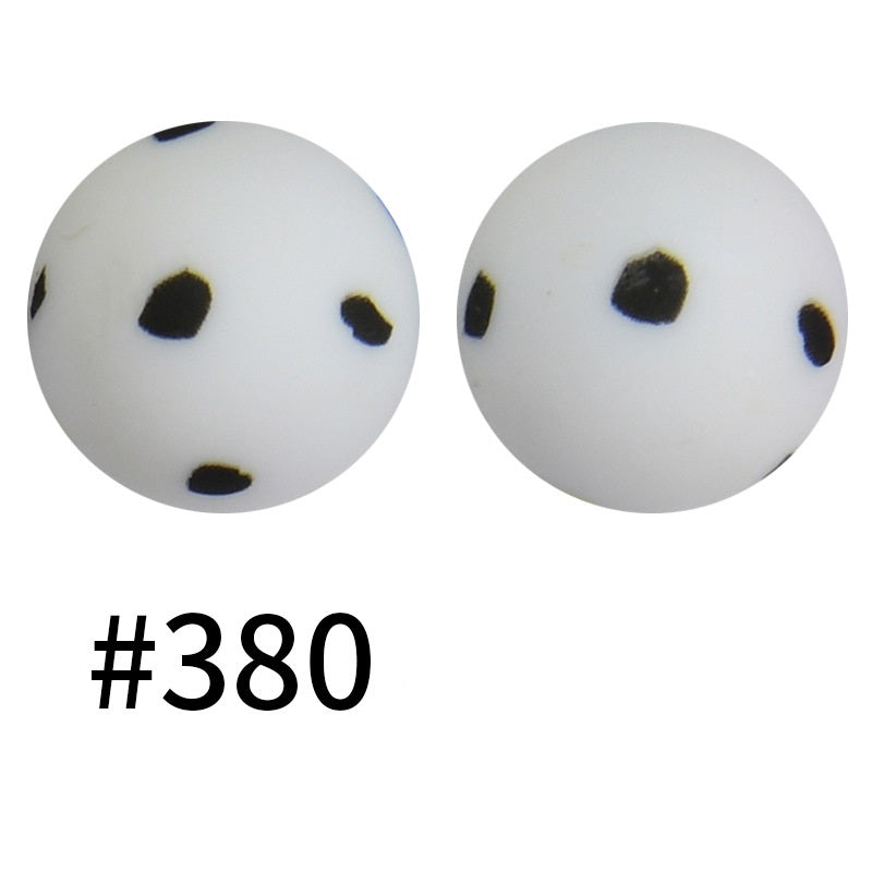 50pcs 19mm Printed Silicone Beads Printed Design 33
