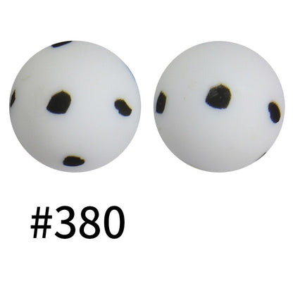 50pcs 19mm Printed Silicone Beads Printed Design 33
