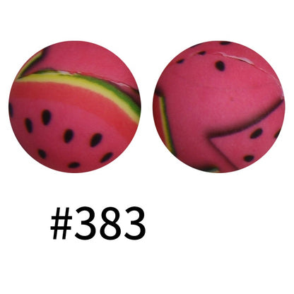 50pcs 19mm Printed Silicone Beads Printed Design 36