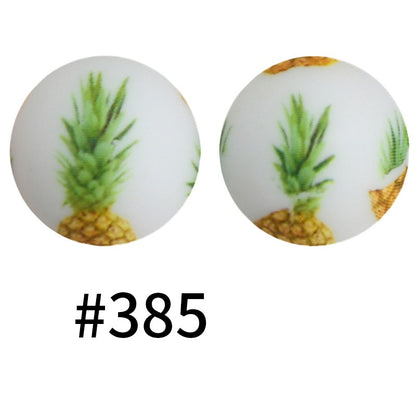 50pcs 19mm Printed Silicone Beads Printed Design 38
