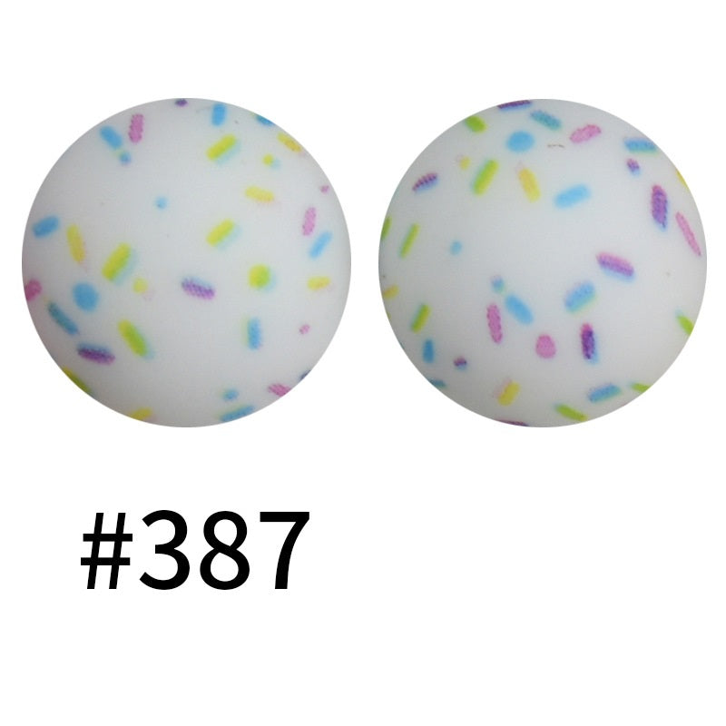 50pcs 19mm Printed Silicone Beads Printed Design 40