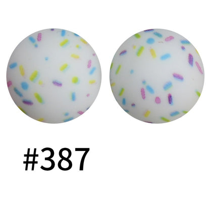 50pcs 19mm Printed Silicone Beads Printed Design 40