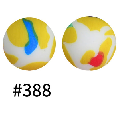 50pcs 19mm Printed Silicone Beads Printed Design 41