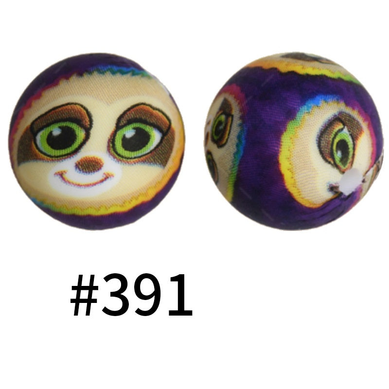 50pcs 19mm Printed Silicone Beads Printed Design 44