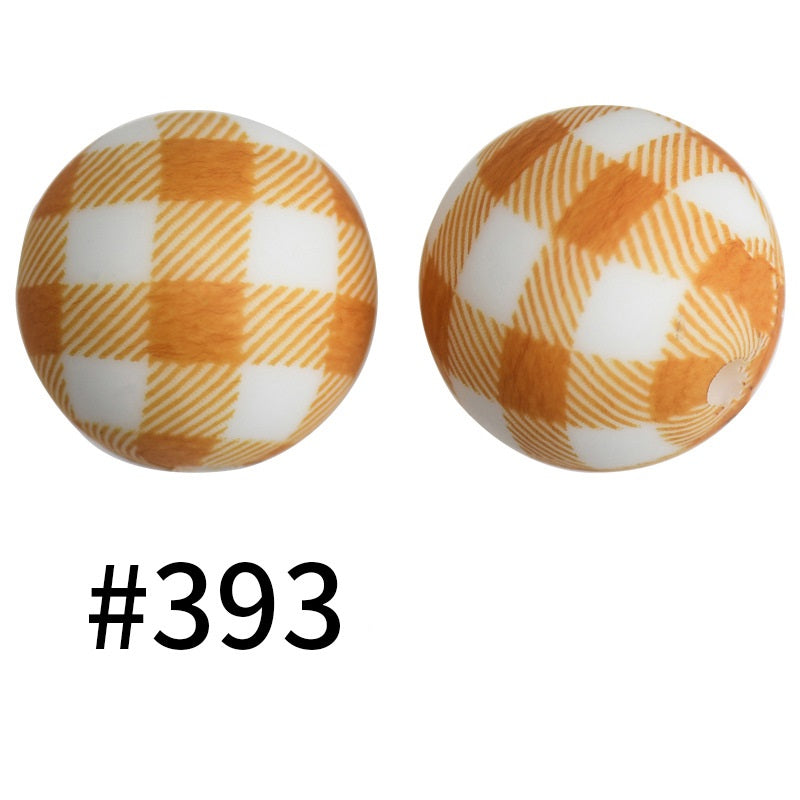50pcs 19mm Printed Silicone Beads Printed Design 46