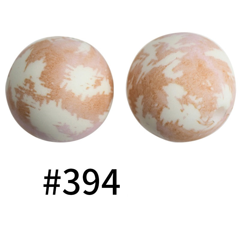 50pcs 19mm Printed Silicone Beads Printed Design 47