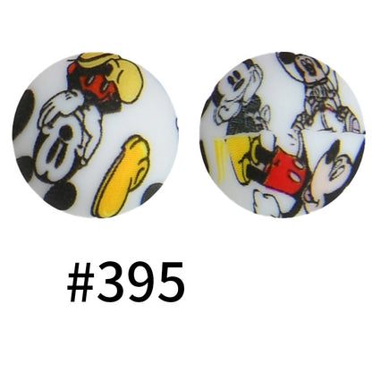 50pcs 19mm Printed Silicone Beads Printed Design 48