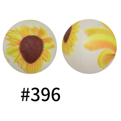 50pcs 19mm Printed Silicone Beads Printed Design 49