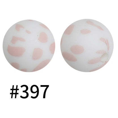 50pcs 15mm Printed Silicone Beads Animal and Camouflage Pattern Color #351-#553