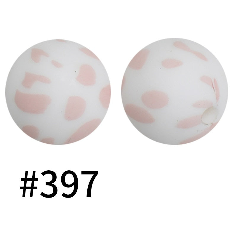 50pcs 19mm Printed Silicone Beads Printed Design 50