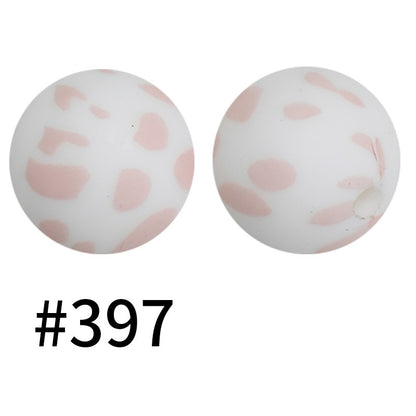 50pcs 19mm Printed Silicone Beads Printed Design 50