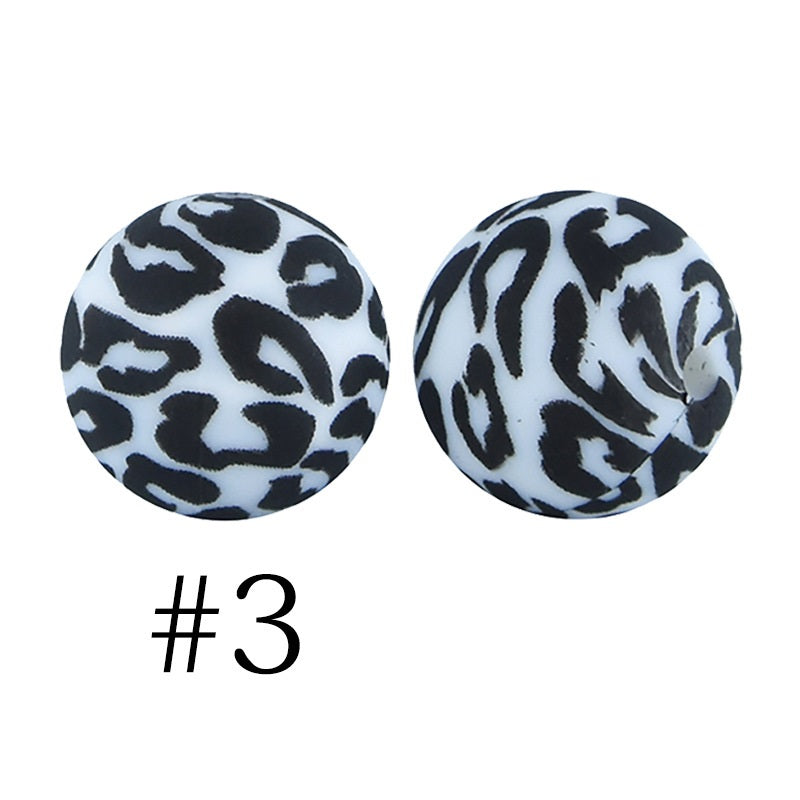50pcs 12mm Printed Silicone Beads Water Transfer Print Assorted Colors 48