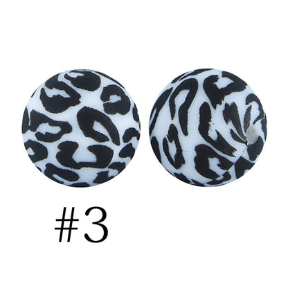 50pcs 12mm Printed Silicone Beads Water Transfer Print Assorted Colors 48
