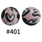 50pcs 19mm Printed Silicone Beads Printed Design 54