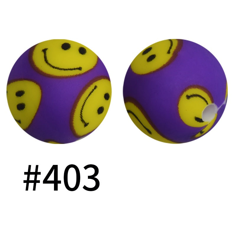 50pcs 19mm Printed Silicone Beads Printed Design 56