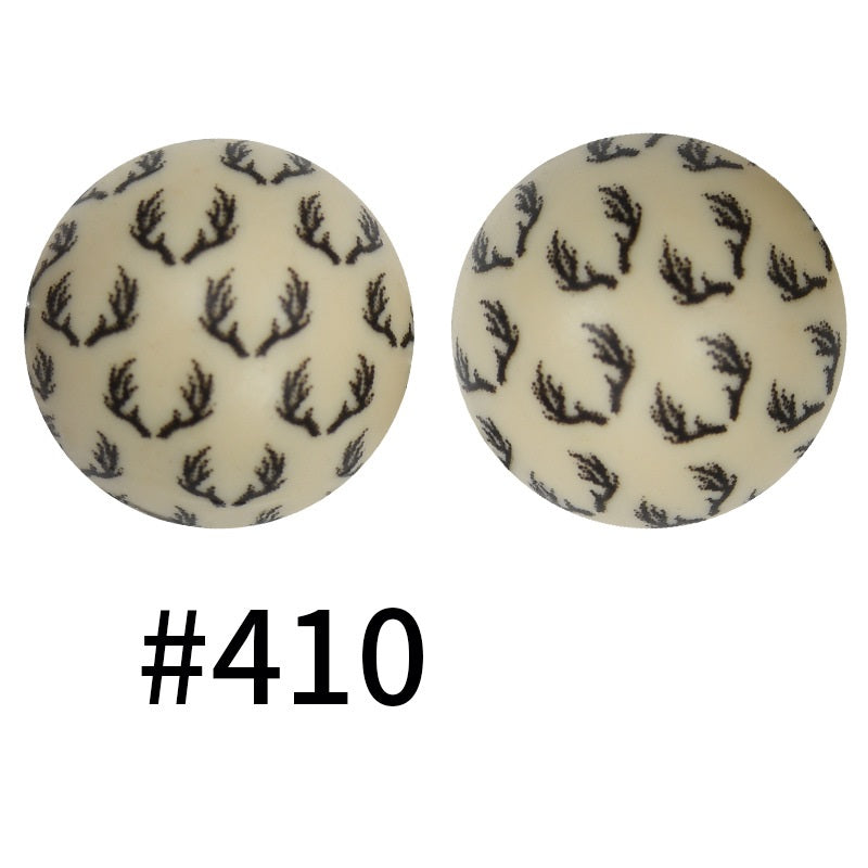 50pcs 19mm Printed Silicone Beads Printed Design 63