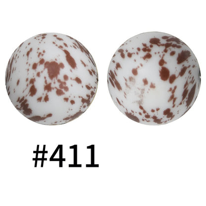 50pcs 19mm Printed Silicone Beads Printed Design 10