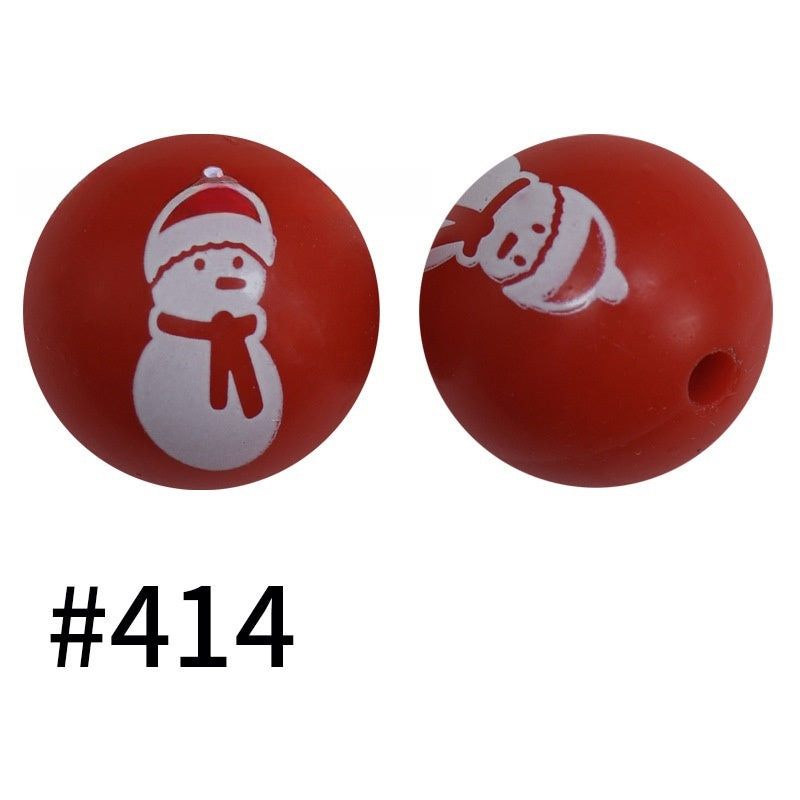 50pcs 19mm Printed Silicone Beads Printed Design 12