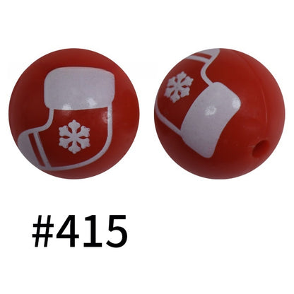 50pcs 19mm Printed Silicone Beads Printed Design 13