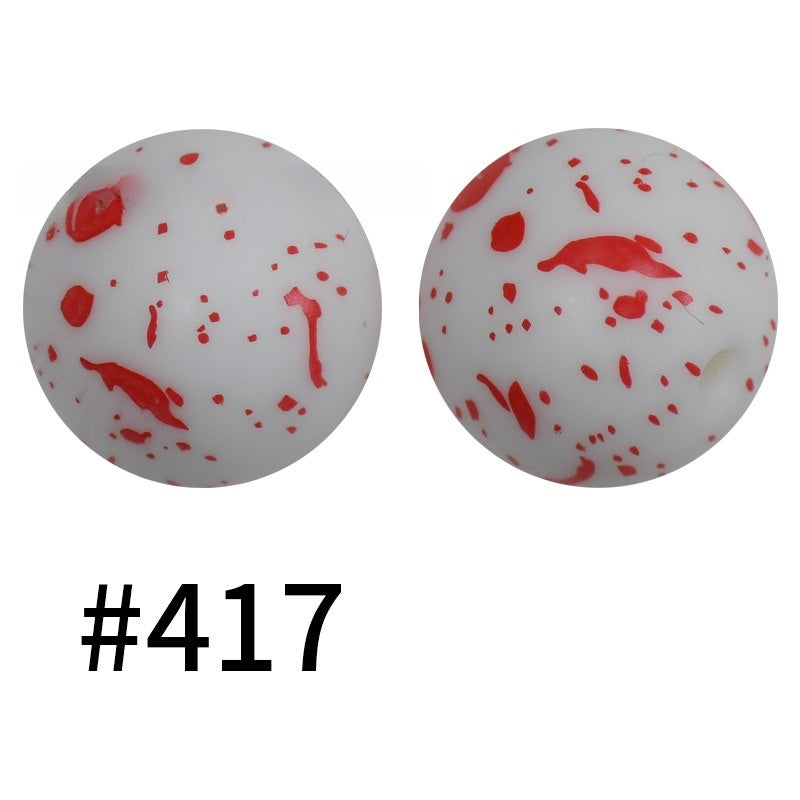 50pcs 19mm Printed Silicone Beads Printed Design 15