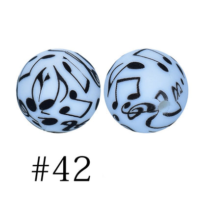 50pcs 12mm Printed Silicone Beads Water Transfer Print Assorted Colors 87