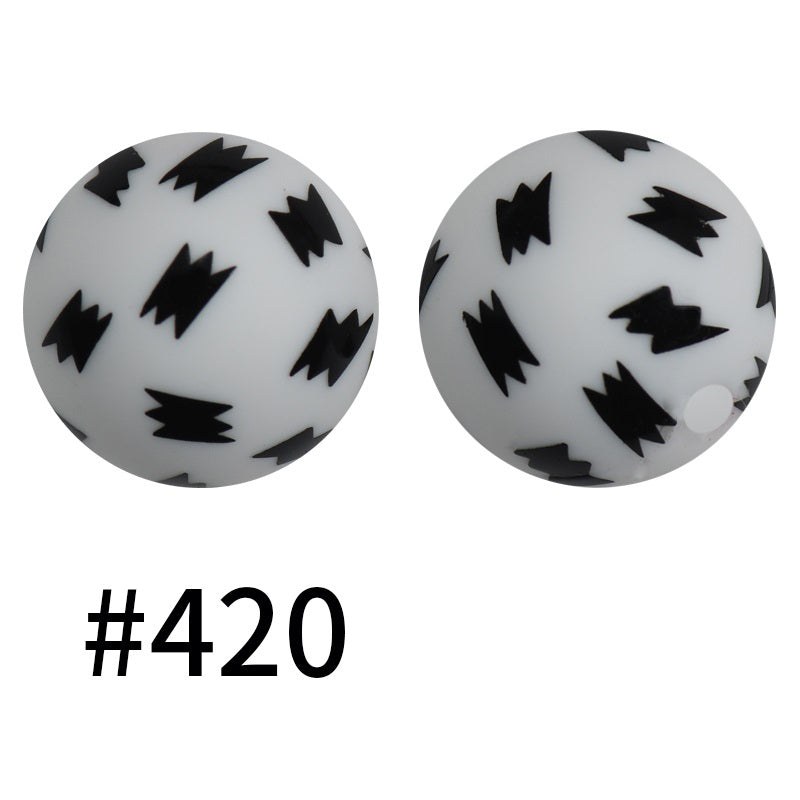 50pcs 15mm Printed Silicone Beads Animal and Camouflage Pattern Color #351-#553