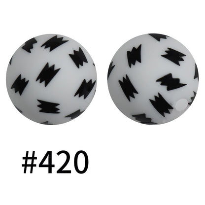 50pcs 15mm Printed Silicone Beads Animal and Camouflage Pattern Color #351-#553