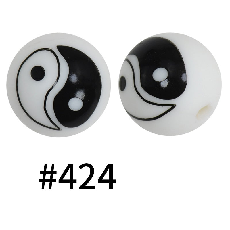 50pcs 15mm Printed Silicone Beads Animal and Camouflage Pattern Color #351-#553