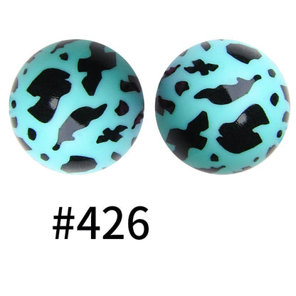 50pcs 15mm Printed Silicone Beads Animal and Camouflage Pattern Color #351-#553