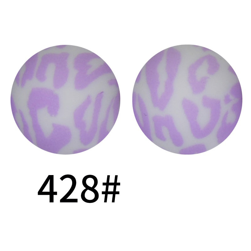 50pcs 15mm Printed Silicone Beads Animal and Camouflage Pattern Color #351-#553