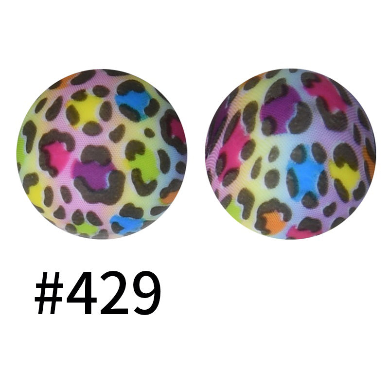50pcs 15mm Printed Silicone Beads Animal and Camouflage Pattern Color #351-#553