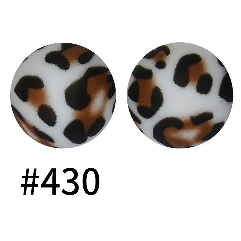50pcs 15mm Printed Silicone Beads Animal and Camouflage Pattern Color #351-#553