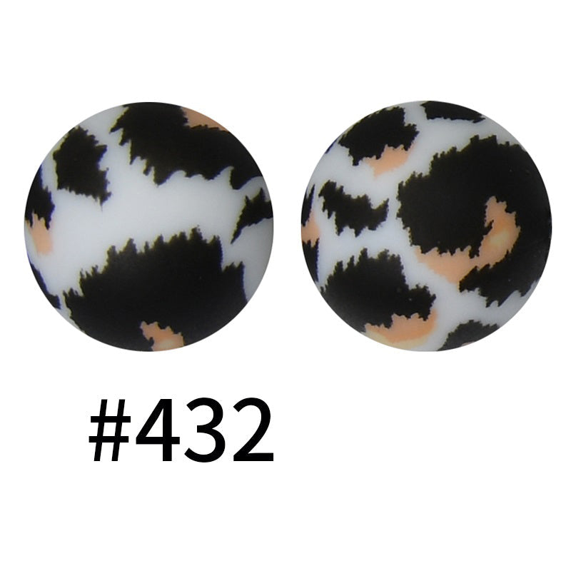 50pcs 15mm Printed Silicone Beads Animal and Camouflage Pattern Color #351-#553