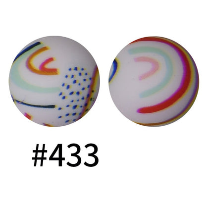 50pcs 15mm Printed Silicone Beads Animal and Camouflage Pattern Color #351-#553