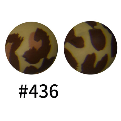 50pcs 15mm Printed Silicone Beads Animal and Camouflage Pattern Color #351-#553