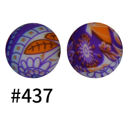 50pcs 15mm Printed Silicone Beads Animal and Camouflage Pattern Color #351-#553