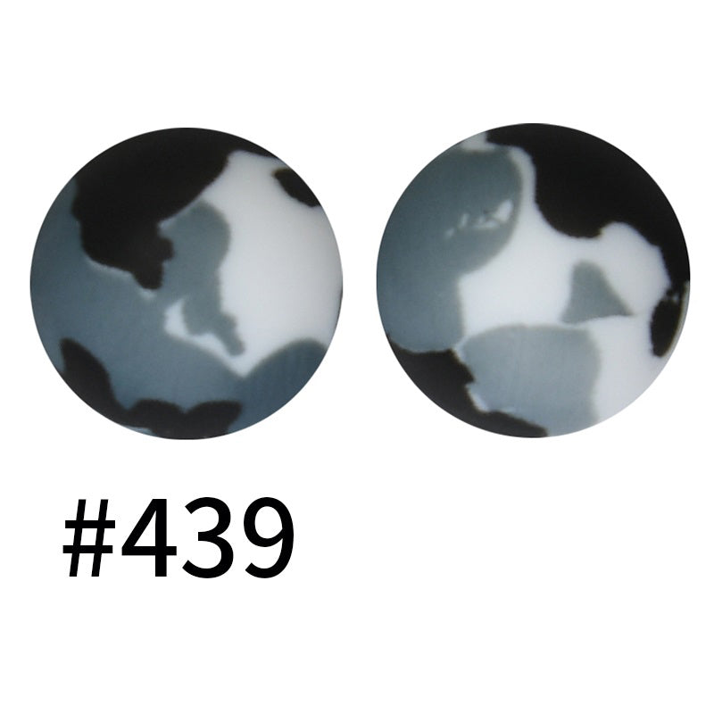 50pcs 15mm Printed Silicone Beads Animal and Camouflage Pattern Color #351-#553