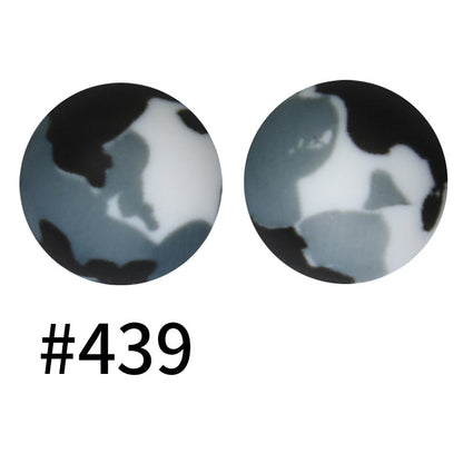 50pcs 15mm Printed Silicone Beads Animal and Camouflage Pattern Color #351-#553