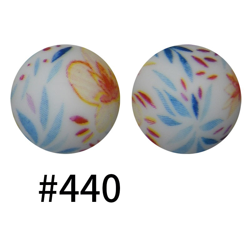 50pcs 15mm Printed Silicone Beads Animal and Camouflage Pattern Color #351-#553