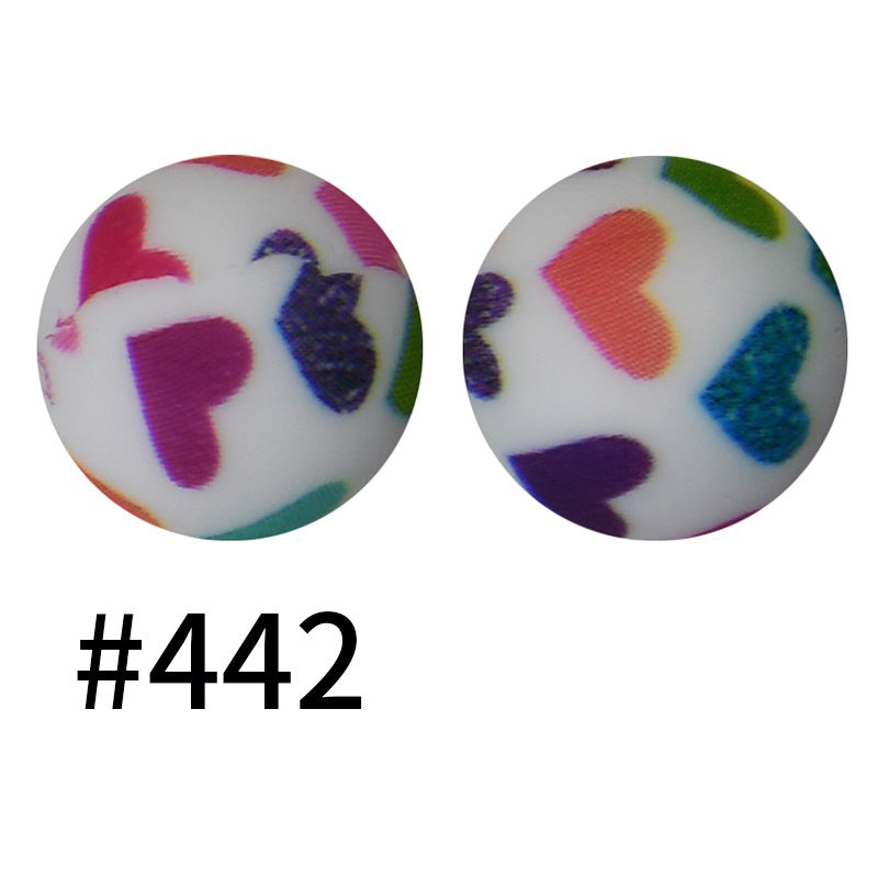 50pcs 15mm Printed Silicone Beads Animal and Camouflage Pattern Color #351-#553