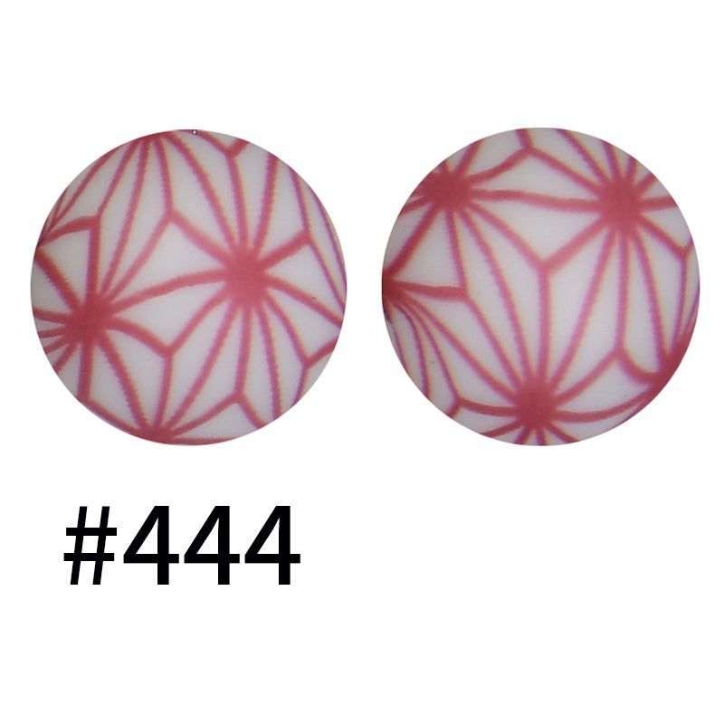 50pcs 15mm Printed Silicone Beads Animal and Camouflage Pattern Color #351-#553
