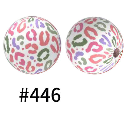 50pcs 15mm Printed Silicone Beads Animal and Camouflage Pattern Color #351-#553