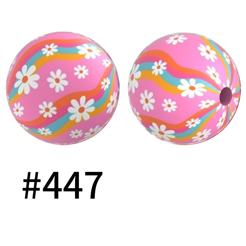 50pcs 15mm Printed Silicone Beads Animal and Camouflage Pattern Color #351-#553